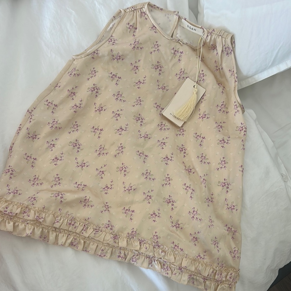 Doen Cream and Pink Floral Kids Dress